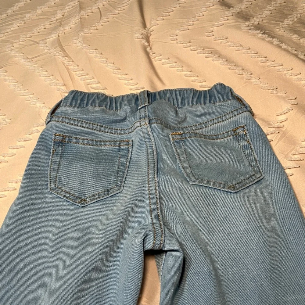 Garanimals Girls 4T Outfit Set Olive Green Smile Top & Baby Gap Denim Joggers